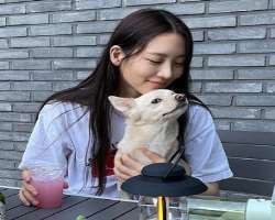 She has adopted a cute dog whom she calls Dubu.